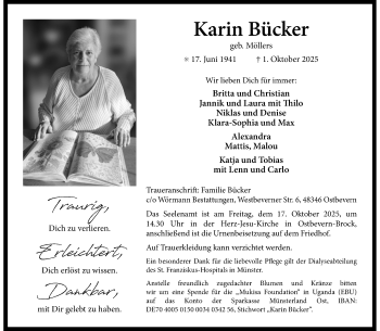 Anzeige von Karin Bücker 