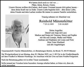 Anzeige von Reinhold Münsterkötter 