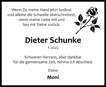 Anzeige von Dieter Schunke 
