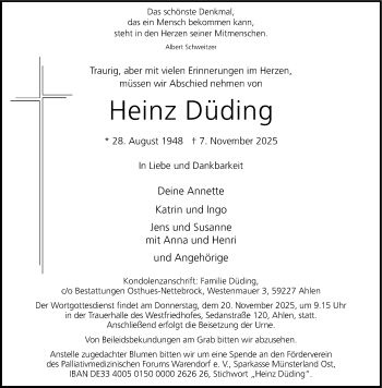 Anzeige von Heinz Düding 