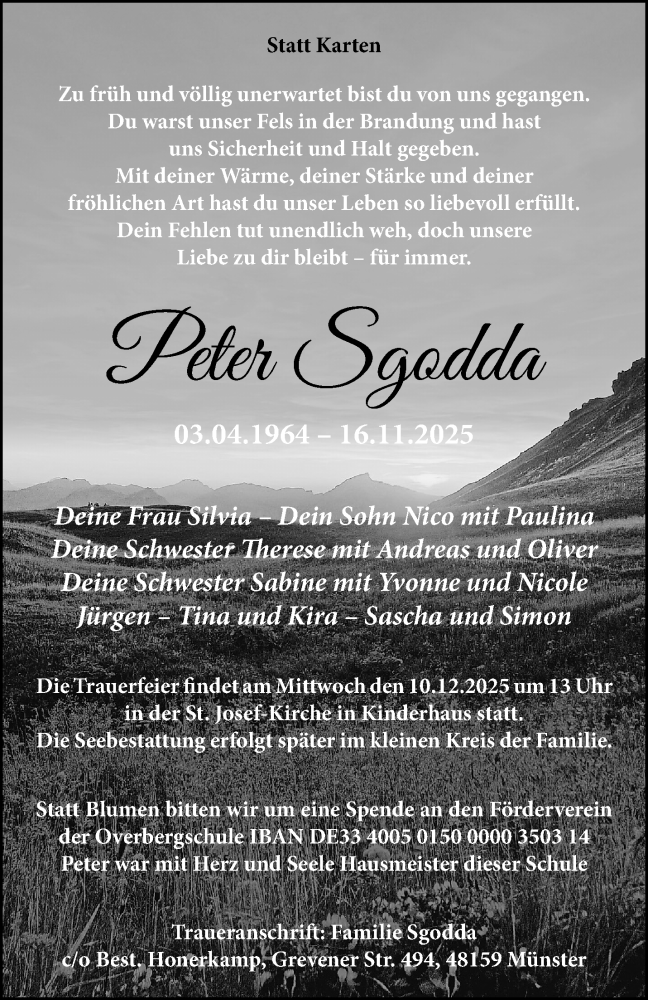  Traueranzeige für Peter Sgodda vom 29.11.2025 aus 
