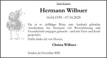 Anzeige von Hermann Wilbuer 