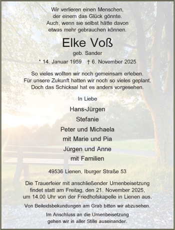 Anzeige von Elke Voß 