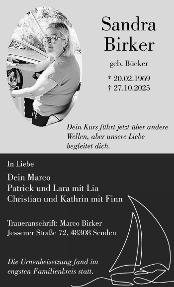 Anzeige von Sandra Birker 