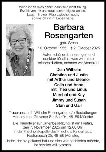 Anzeige von Barbara Rosengarten 
