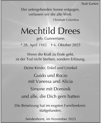 Anzeige von Mechtild Drees 