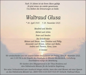 Anzeige von Waltraud Glusa 
