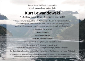 Anzeige von Kurt Lewandowski 