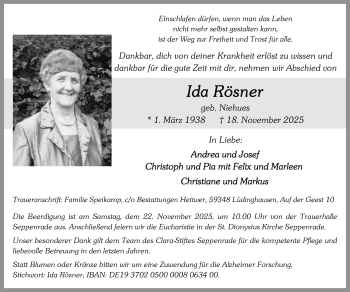 Anzeige von Ida Rösner 