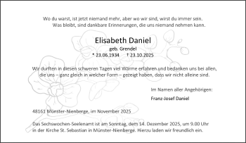 Anzeige von Elisabeth Daniel 
