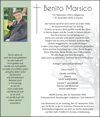Anzeige von Benito Marsico 