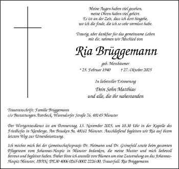 Anzeige von Ria Brüggemann 