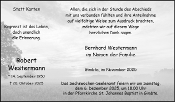 Anzeige von Bernhard Westermann 