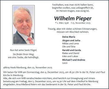 Anzeige von Wilhelm Pieper 