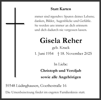 Anzeige von Gisela Reher 