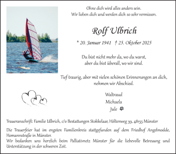 Anzeige von Rolf Ulbrich 