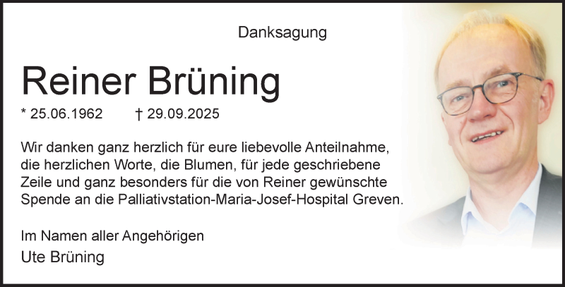  Traueranzeige für Reiner Brüning vom 29.11.2025 aus 