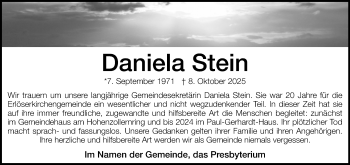 Anzeige von Daniela Stein 