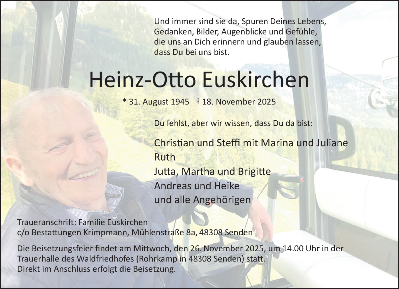  Traueranzeige für Heinz-Otto Euskirchen vom 22.11.2025 aus 