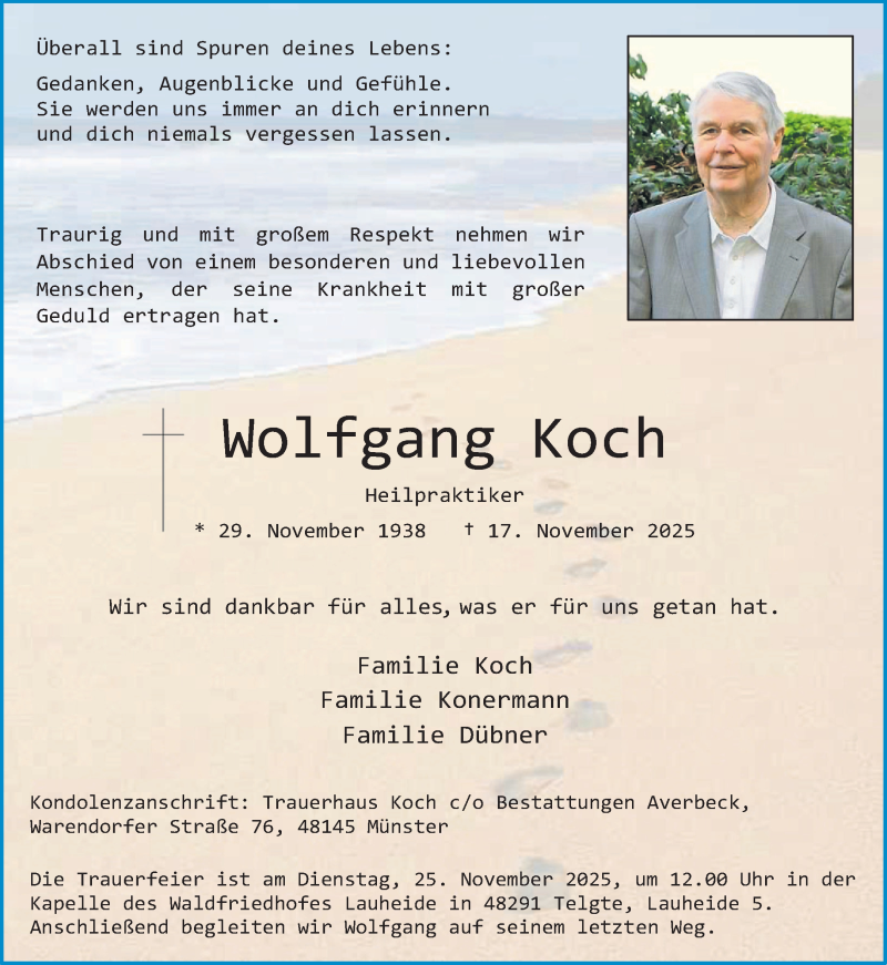  Traueranzeige für Wolfgang Koch vom 22.11.2025 aus 