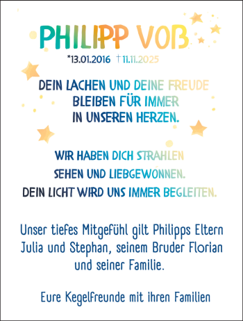 Anzeige von Philipp Voß 