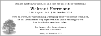 Anzeige von Waltraut Horrmann 