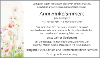 Anzeige von Anni Hinkelammert 