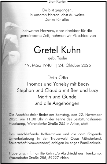 Anzeige von Gretel Kuhn 