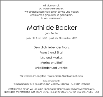 Anzeige von Mathilde Becker 
