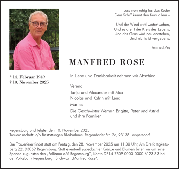 Anzeige von Manfred Rose 