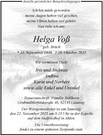 Anzeige von Helga Voß 