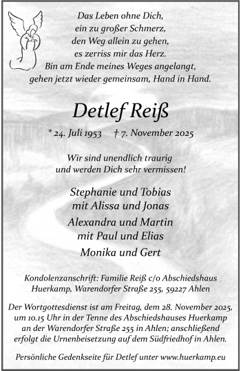 Anzeige von Detlef Reiß 