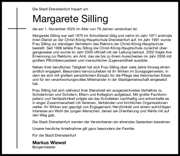 Anzeige von Margarete Silling 