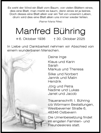 Anzeige von Manfred Bühring 