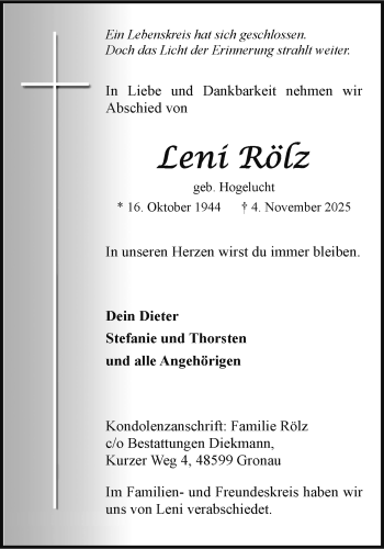 Anzeige von Leni Rölz 