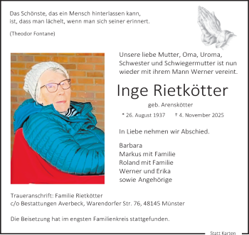 Anzeige von Inge Rietkötter 