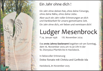 Anzeige von Ludger Mesenbrock 