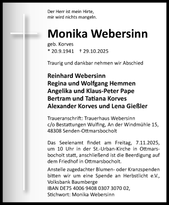 Anzeige von Monika Webersinn 