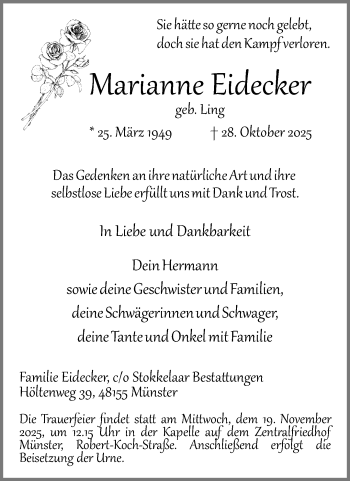 Anzeige von Marianne Eidecker 