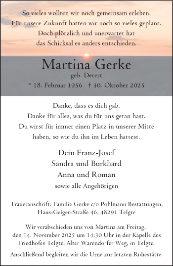 Anzeige von Martina Gerke 