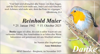 Anzeige von Reinhold Maier 