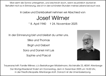 Anzeige von Josef Wilmer 