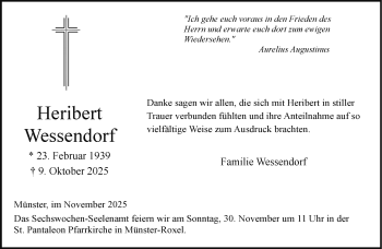 Anzeige von Heribert Wessendorf 