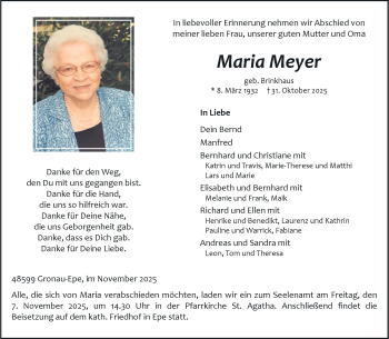 Anzeige von Maria Meyer 