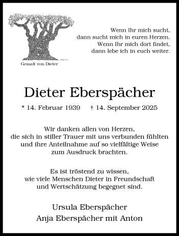 Anzeige von Dieter Eberspächer 