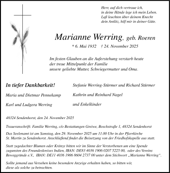 Anzeige von Marianne Werring 