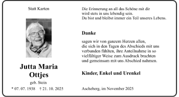 Anzeige von Jutta Maria Ottjes 