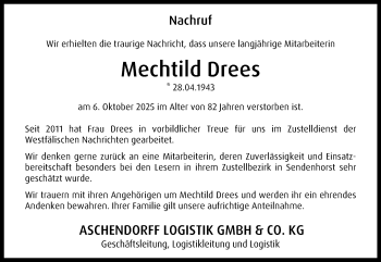 Anzeige von Mechtild Drees 