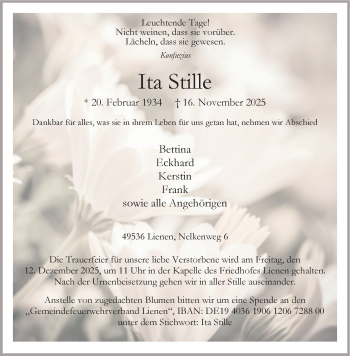 Anzeige von Ita Stille 