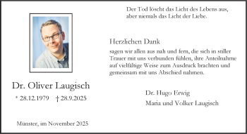 Anzeige von Dr. Oliver Laugisch 